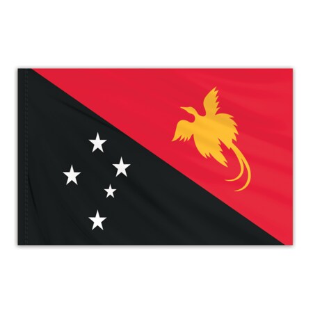 Papua New Guinea Indoor Nylon Flag 2'x3' With Gold Fringe